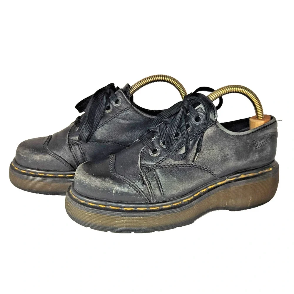 Dr. Martens 8651 Made in England Black Leather Platform Oxfords Sz UK 5 US 7